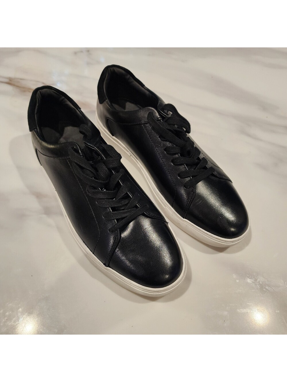 Nordstrom Men’s Black Leather Lace-Up Sneakers Size 9.5M New Without Box